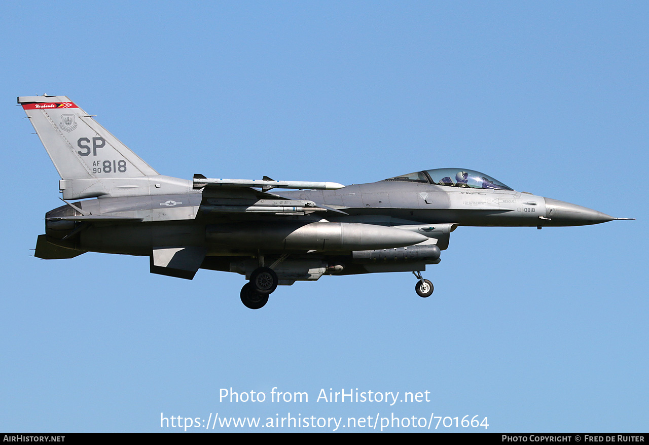 Aircraft Photo of 90-0818 / AF90-818 | General Dynamics F-16CM Fighting Falcon | USA - Air Force | AirHistory.net #701664