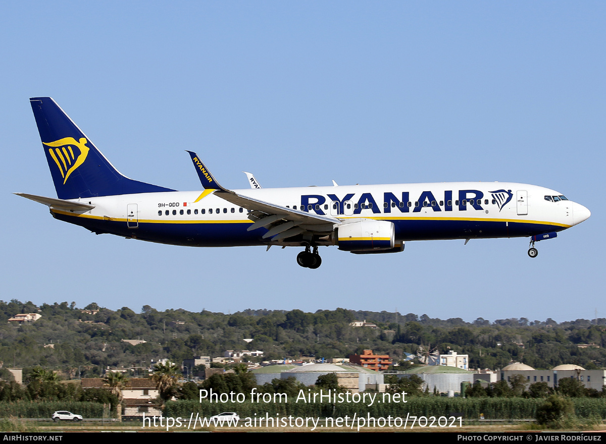 Aircraft Photo of 9H-QDD | Boeing 737-800 | Ryanair | AirHistory.net #702021