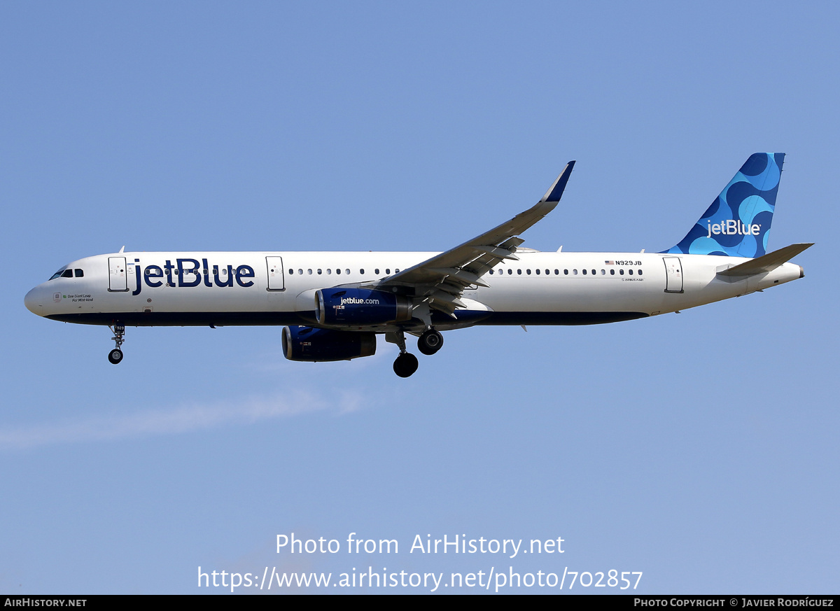 Aircraft Photo of N929JB | Airbus A321-231 | JetBlue Airways | AirHistory.net #702857