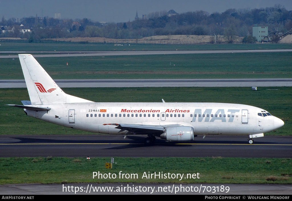 Aircraft Photo of Z3-AAA | Boeing 737-3H9 | MAT - Macedonian Airlines | AirHistory.net #703189