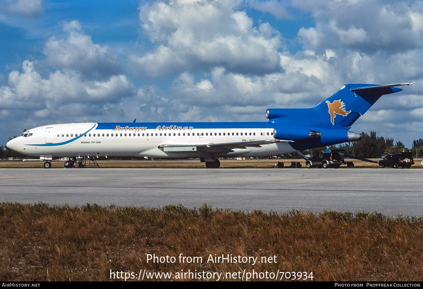 Aircraft Photo of PK-JGT | Boeing 727-247/Adv | Jatayu Airlines | AirHistory.net #703934