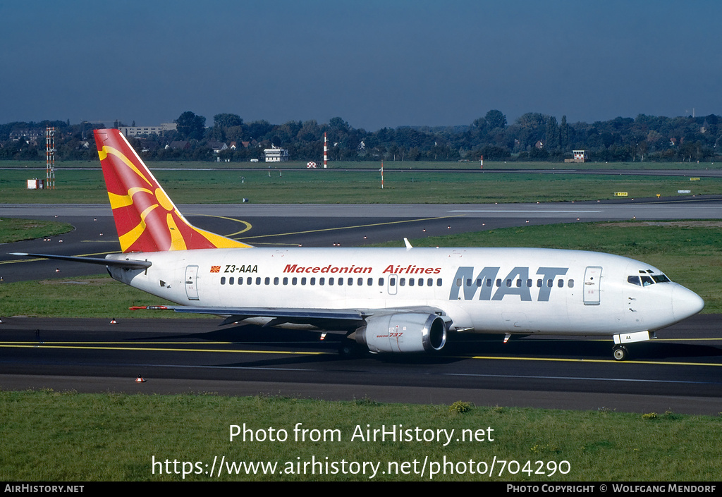 Aircraft Photo of Z3-AAA | Boeing 737-3H9 | MAT - Macedonian Airlines | AirHistory.net #704290