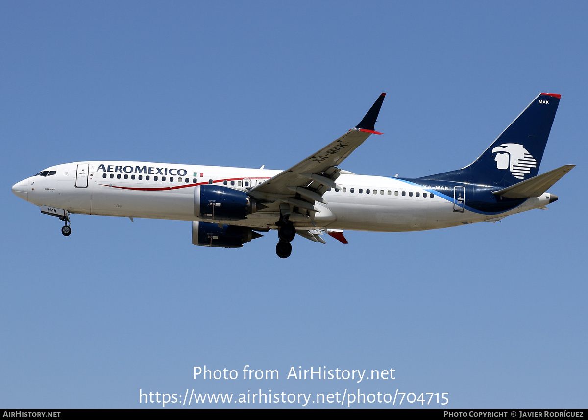 Aircraft Photo of XA-MAK | Boeing 737-8 Max 8 | AeroMéxico | AirHistory.net #704715