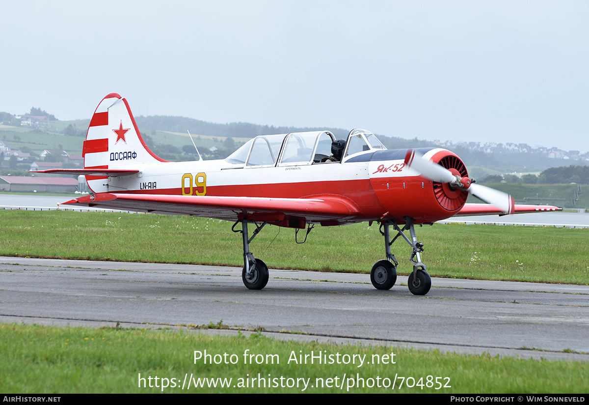 Aircraft Photo of LN-AIA / 09 yellow | Yakovlev Yak-52 | Russia - DOSAAF | AirHistory.net #704852