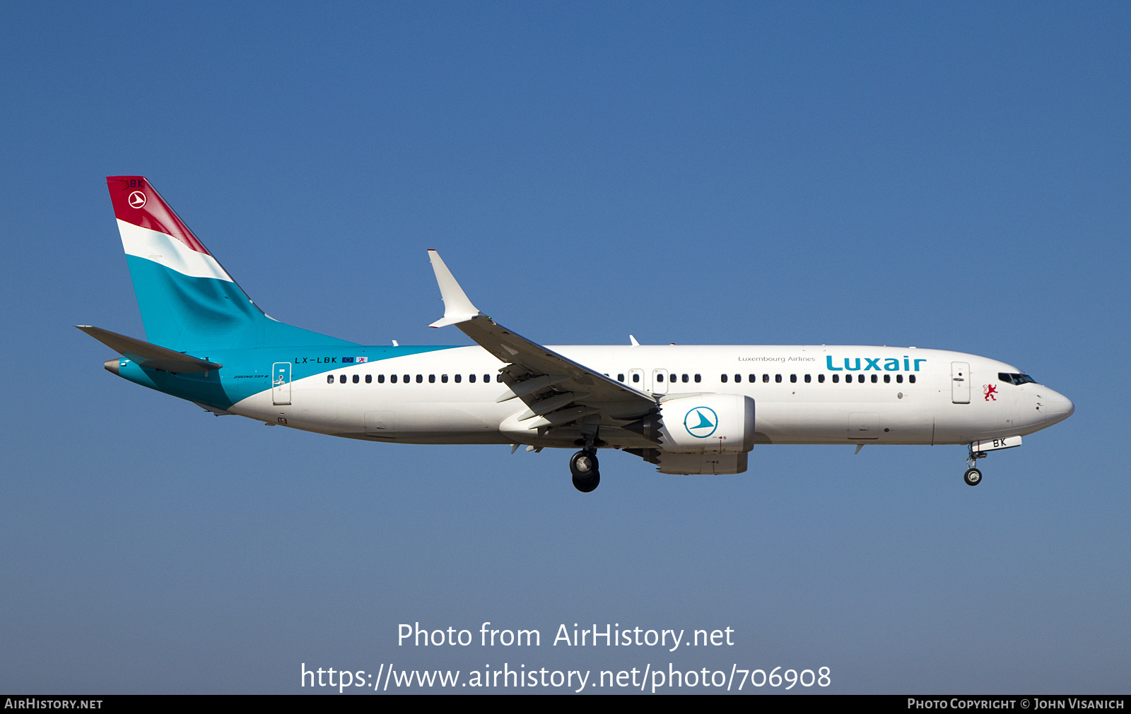 Aircraft Photo of LX-LBK | Boeing 737-8 Max 8 | Luxair | AirHistory.net #706908