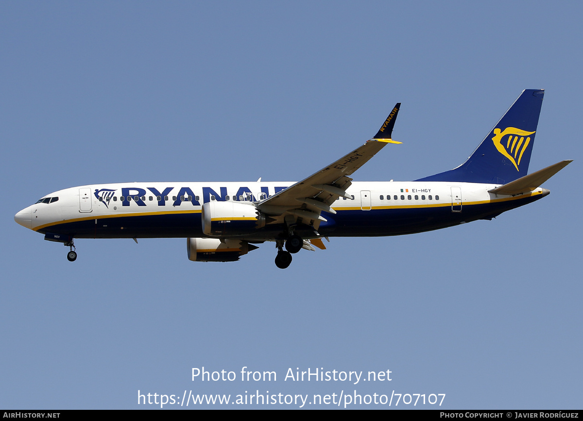 Aircraft Photo of EI-HGY | Boeing 737-8200 Max 200 | Ryanair | AirHistory.net #707107