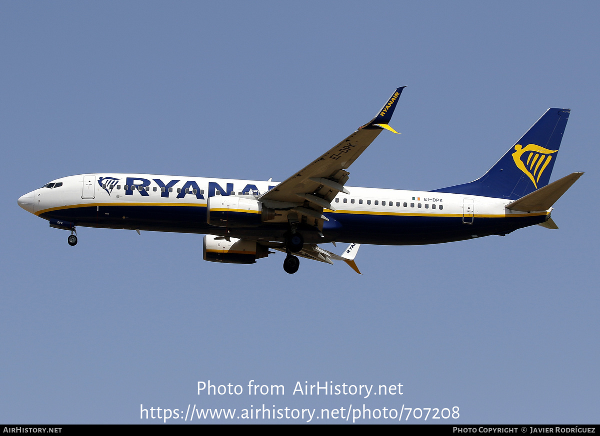 Aircraft Photo of EI-DPK | Boeing 737-8AS | Ryanair | AirHistory.net #707208