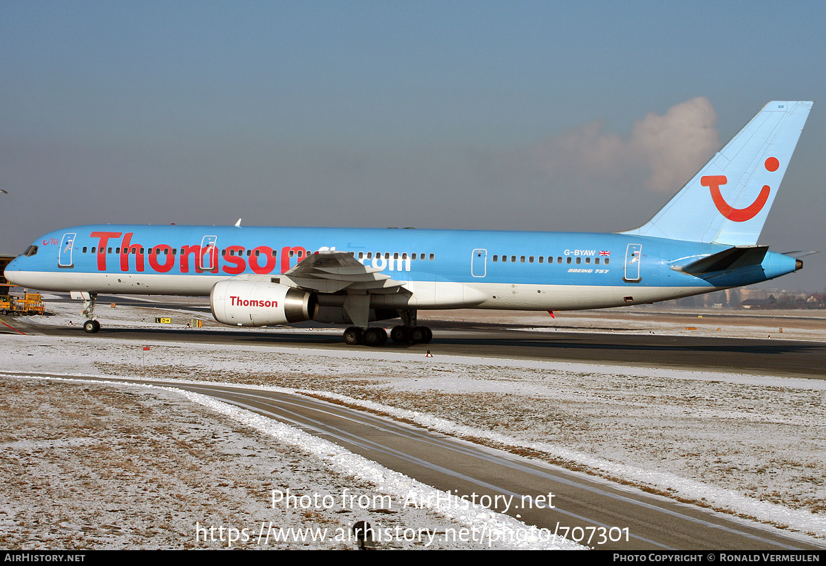 Aircraft Photo of G-BYAW | Boeing 757-204 | Thomsonfly | AirHistory.net #707301