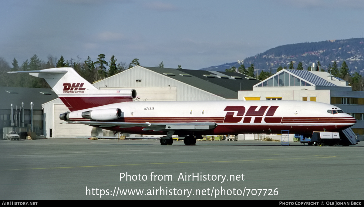 Aircraft Photo of N74318 | Boeing 727-231(F) | DHL Worldwide Express | AirHistory.net #707726