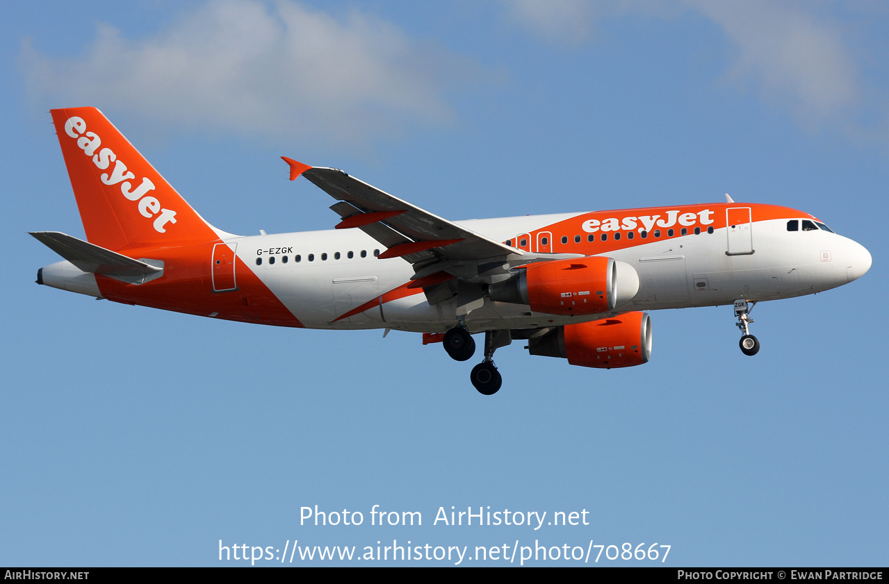 Aircraft Photo of G-EZGK | Airbus A319-111 | EasyJet | AirHistory.net #708667