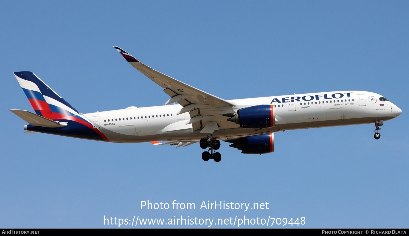 Aircraft Photo of RA-73155 | Airbus A350-941 | Aeroflot - Russian Airlines | AirHistory.net #709448