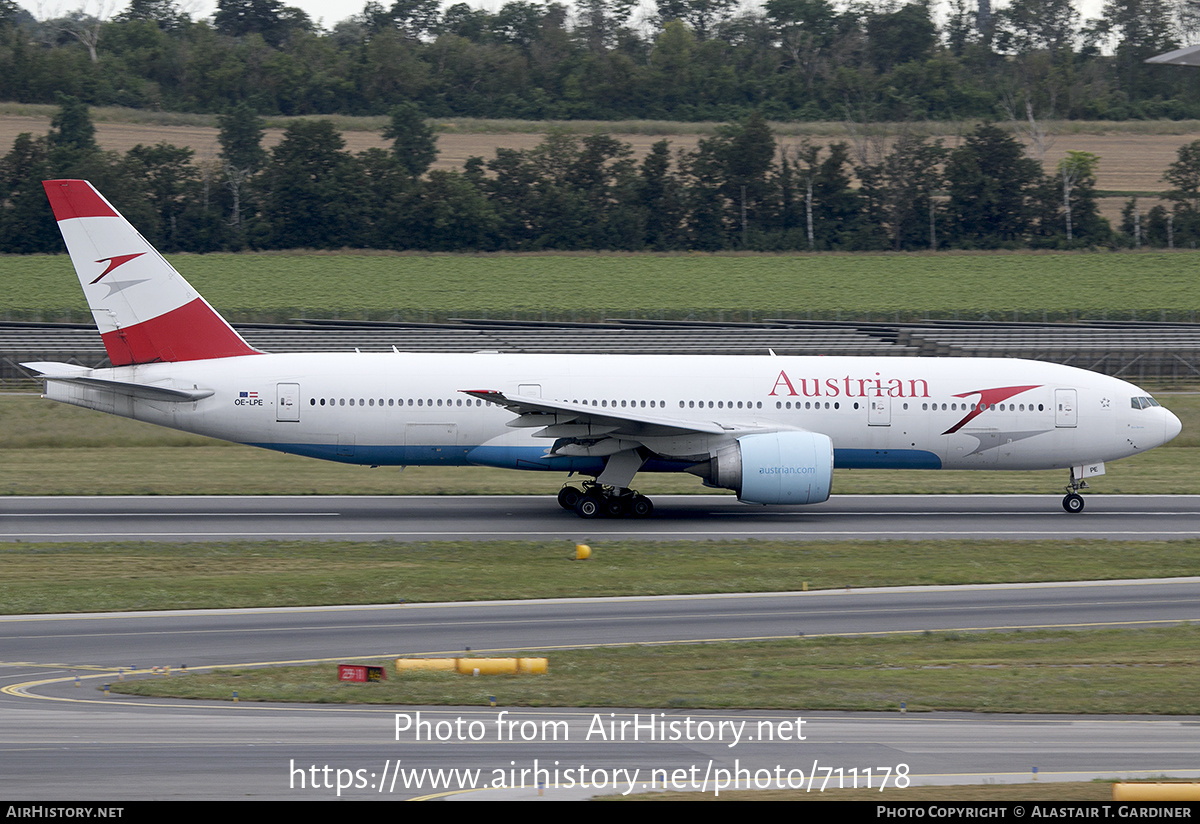 Aircraft Photo of OE-LPE | Boeing 777-2Q8/ER | Austrian Airlines | AirHistory.net #711178