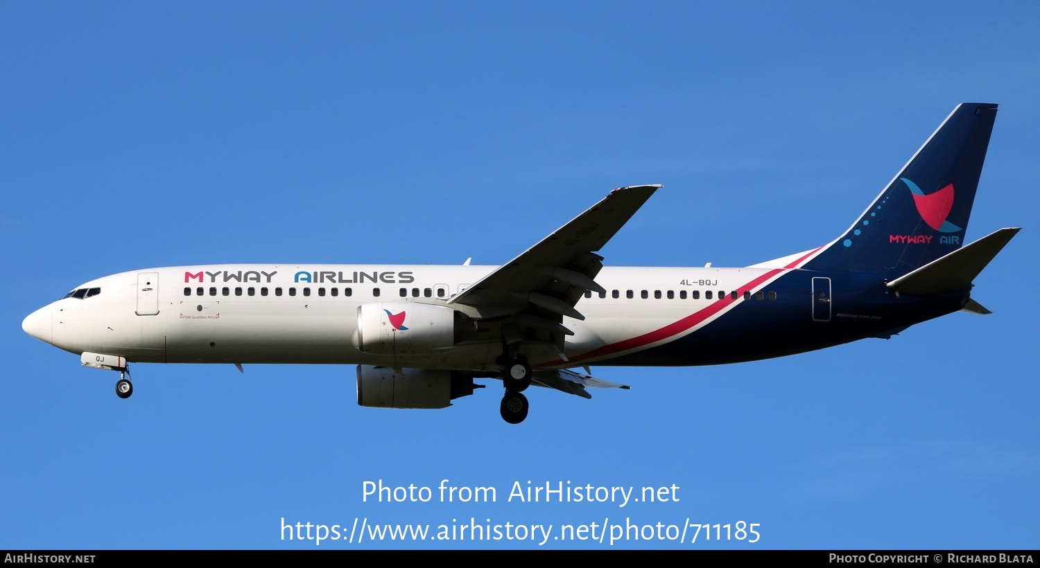 Aircraft Photo of 4L-BQJ | Boeing 737-8AL | MyWay Airlines | AirHistory.net #711185