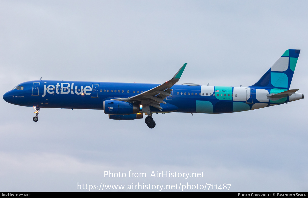 Aircraft Photo of N985JT | Airbus A321-231 | JetBlue Airways | AirHistory.net #711487