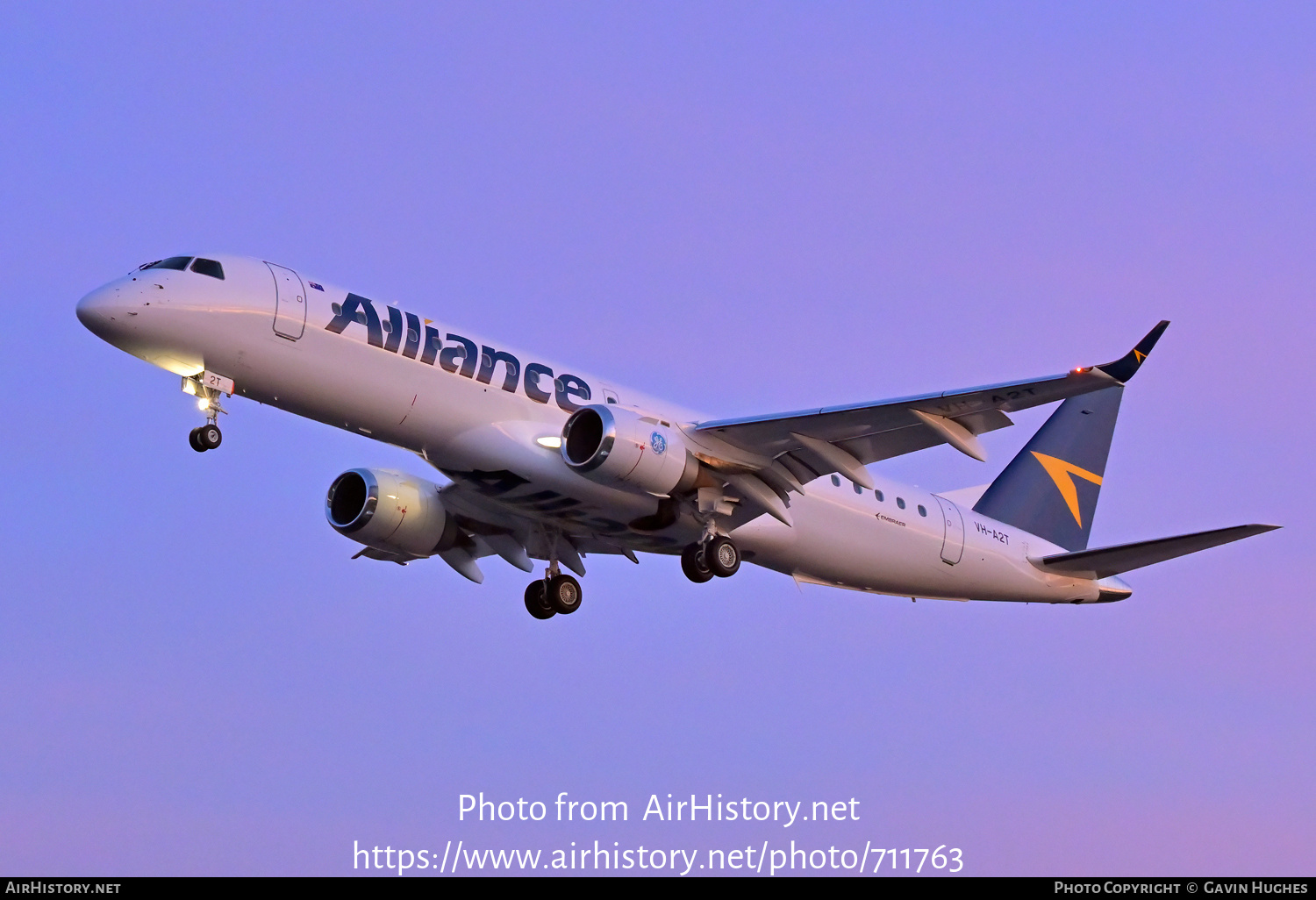 Aircraft Photo of VH-A2T | Embraer 190AR (ERJ-190-100IGW) | Alliance Airlines | AirHistory.net #711763