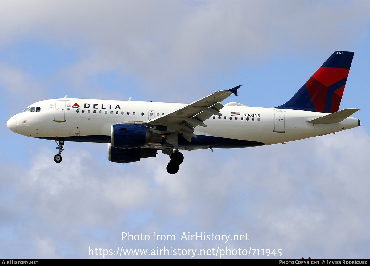 Aircraft Photo of N363NB | Airbus A319-114 | Delta Air Lines | AirHistory.net #711945