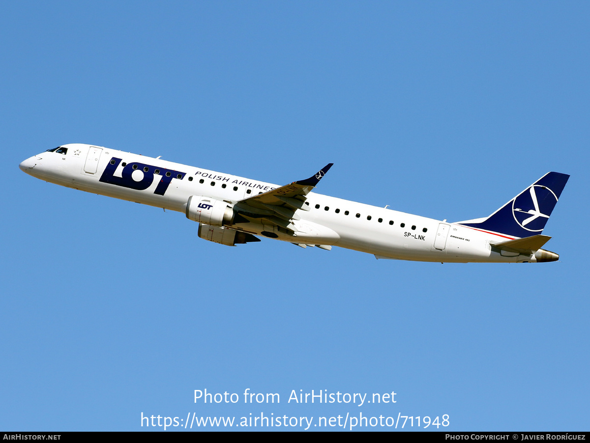 Aircraft Photo of SP-LNK | Embraer 195LR (ERJ-190-200LR) | LOT Polish Airlines - Polskie Linie Lotnicze | AirHistory.net #711948