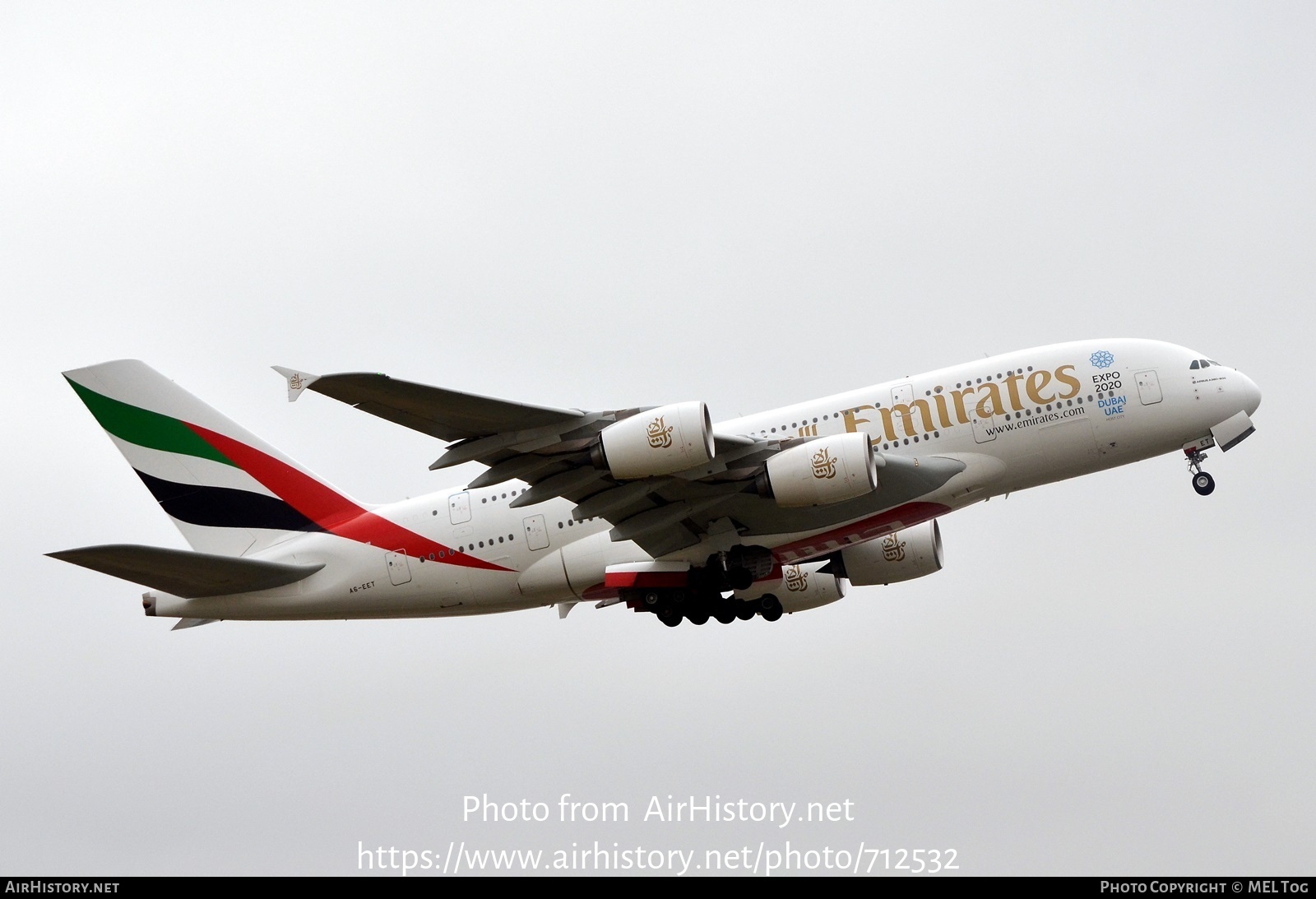 Aircraft Photo of A6-EET | Airbus A380-861 | Emirates | AirHistory.net #712532