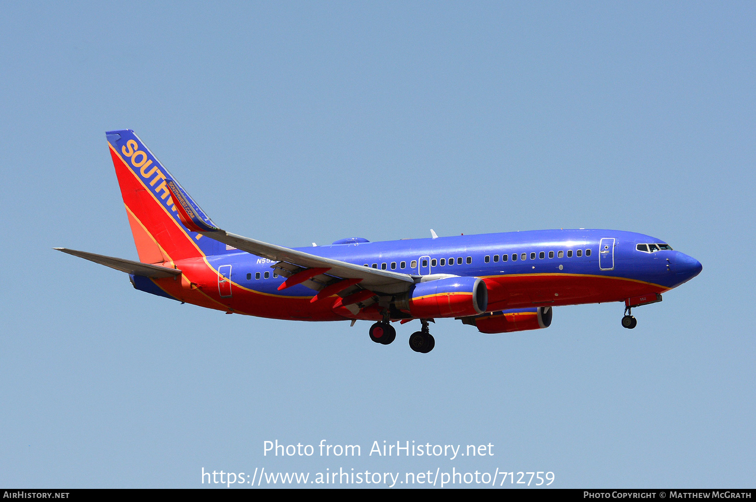 Aircraft Photo of N552WN | Boeing 737-7BX | Southwest Airlines | AirHistory.net #712759