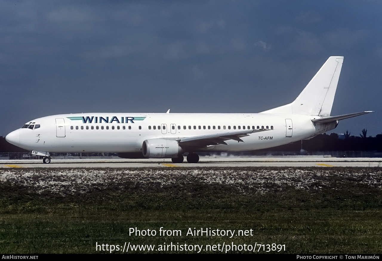 Aircraft Photo of TC-AFM | Boeing 737-4Q8 | WinAir | AirHistory.net #713891