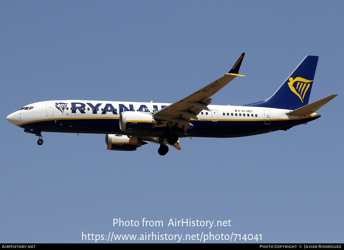 Aircraft Photo of EI-HET | Boeing 737-8200 Max 200 | Ryanair | AirHistory.net #714041