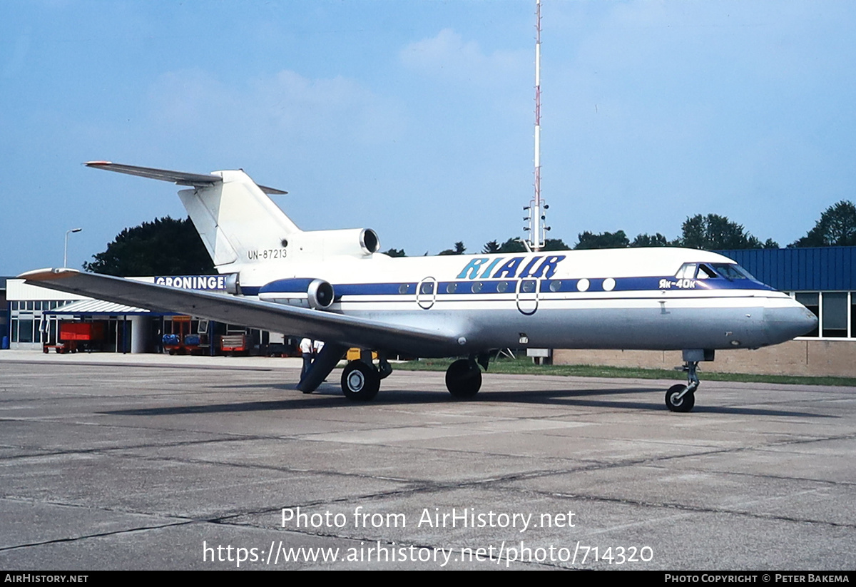 Aircraft Photo of UN-87213 | Yakovlev Yak-40K | Riair Express | AirHistory.net #714320