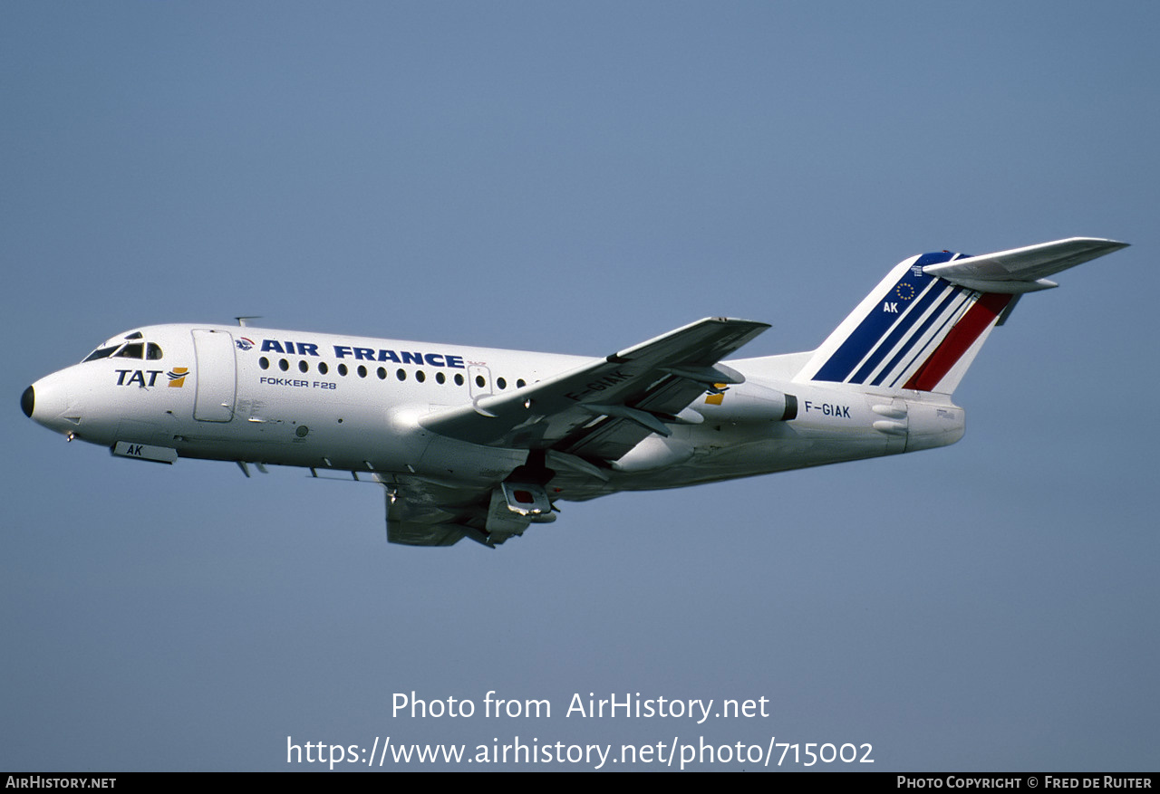 Aircraft Photo of F-GIAK | Fokker F28-1000 Fellowship | Air France | AirHistory.net #715002