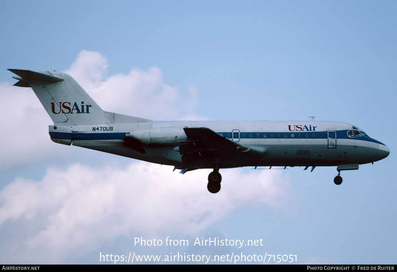 Aircraft Photo of N470US | Fokker F28-1000 Fellowship | USAir | AirHistory.net #715051