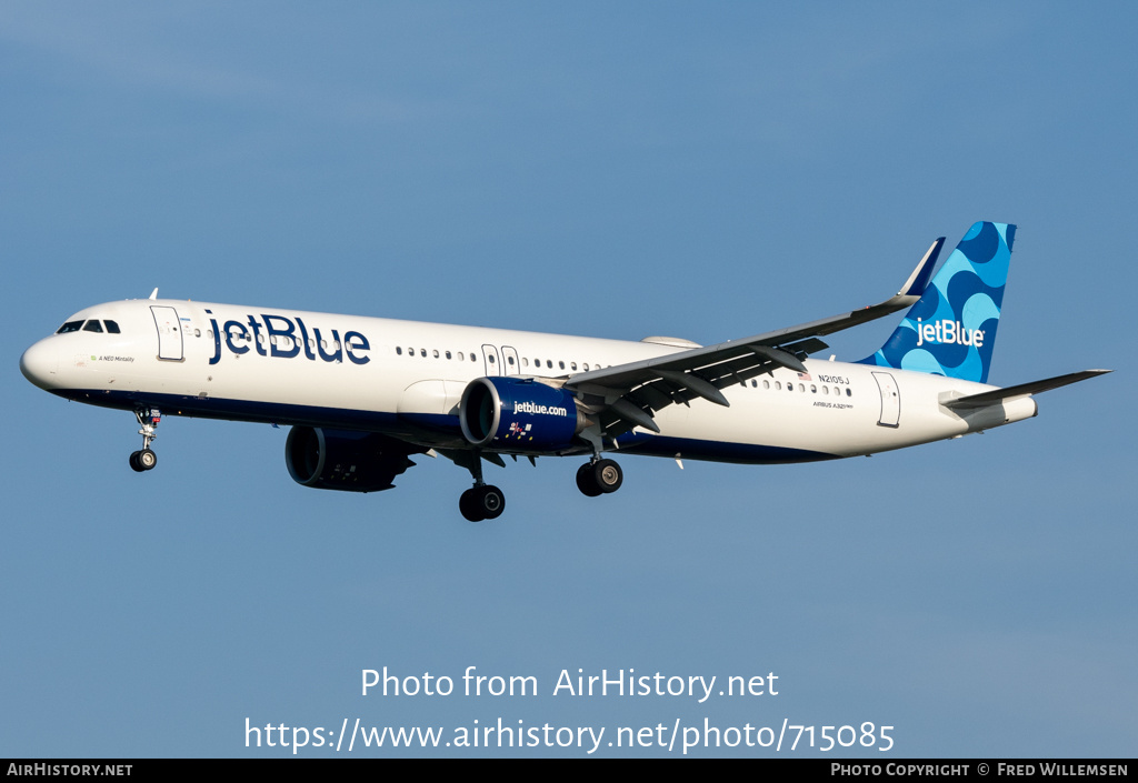 Aircraft Photo of N2105J | Airbus A321-271NX | JetBlue Airways | AirHistory.net #715085