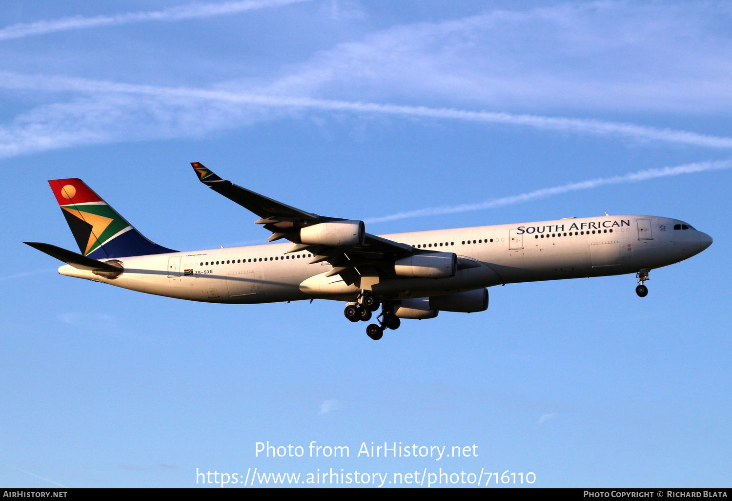 Aircraft Photo of ZS-SXG | Airbus A340-313X | South African Airways | AirHistory.net #716110