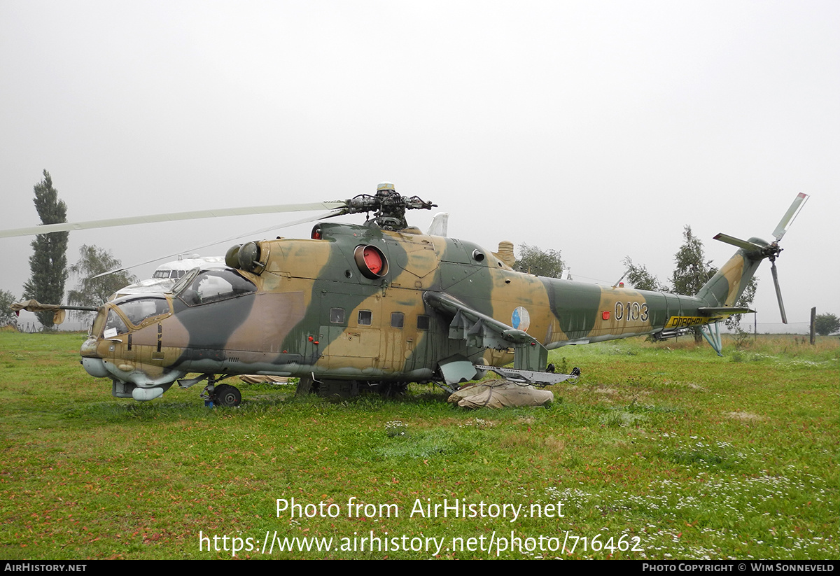 Aircraft Photo of 0103 | Mil Mi-24D | Czechoslovakia - Air Force | AirHistory.net #716462