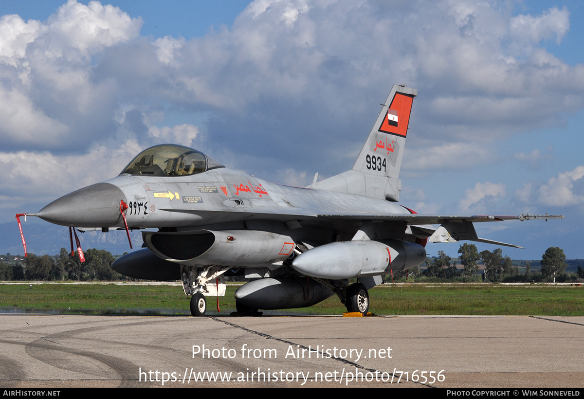 Aircraft Photo of 9934 / ۹۹۳٤ | General Dynamics F-16C Fighting Falcon | Egypt - Air Force | AirHistory.net #716556