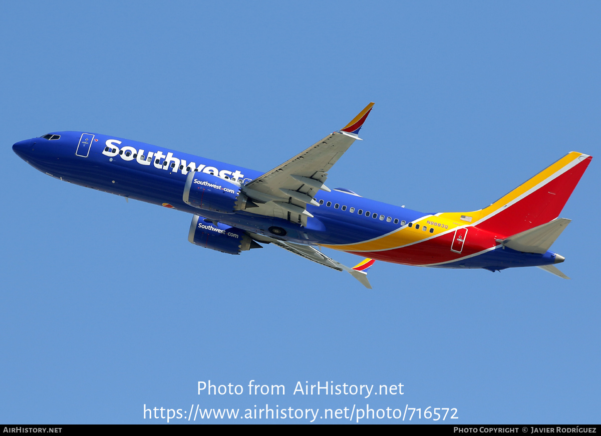 Aircraft Photo of N8883Q | Boeing 737-8 Max 8 | Southwest Airlines | AirHistory.net #716572