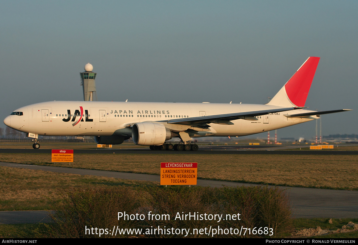 Aircraft Photo of JA708J | Boeing 777-246/ER | Japan Airlines - JAL | AirHistory.net #716683