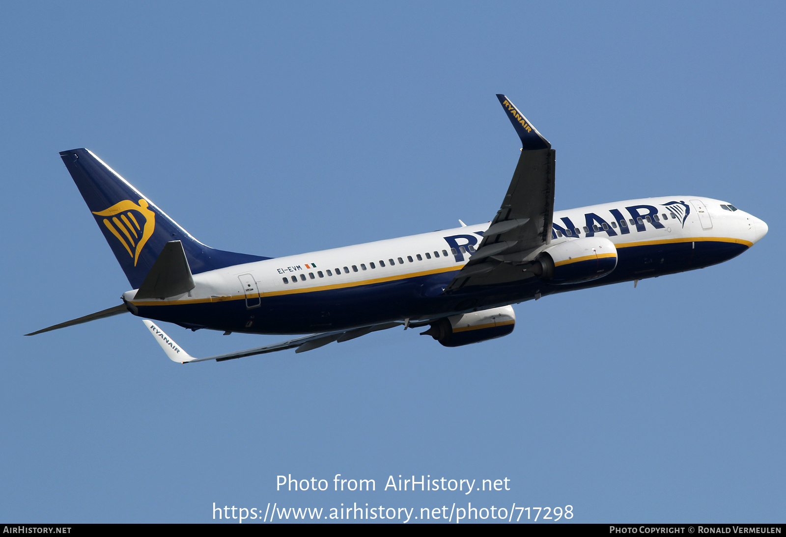 Aircraft Photo of EI-EVM | Boeing 737-8AS | Ryanair | AirHistory.net #717298