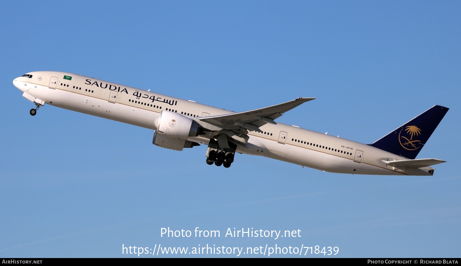 Aircraft Photo of HZ-AK36 | Boeing 777-300/ER | Saudia - Saudi Arabian Airlines | AirHistory.net #718439