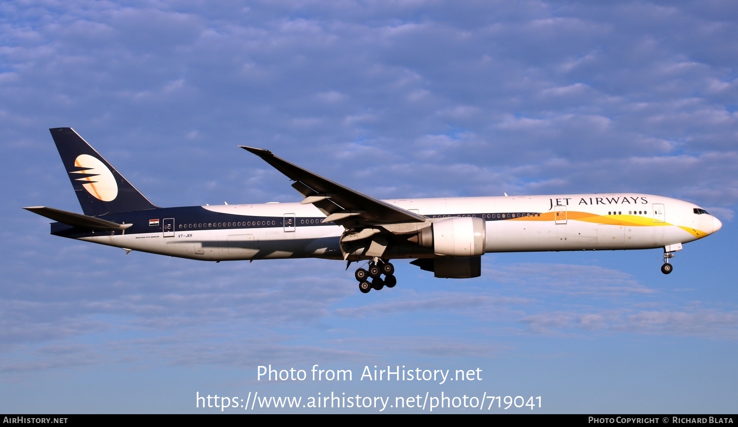 Aircraft Photo of VT-JEK | Boeing 777-35E/ER | Jet Airways | AirHistory.net #719041