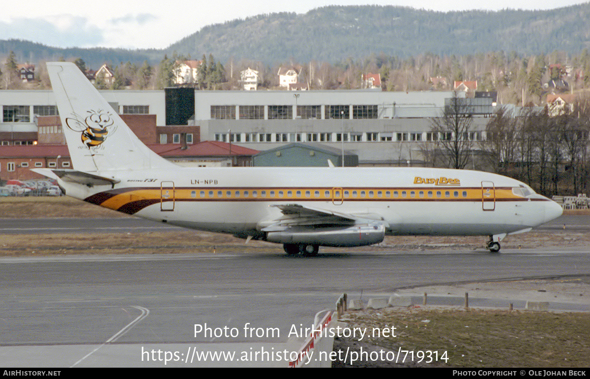 Aircraft Photo of LN-NPB | Boeing 737-2R4C/Adv | Busy Bee of Norway | AirHistory.net #719314