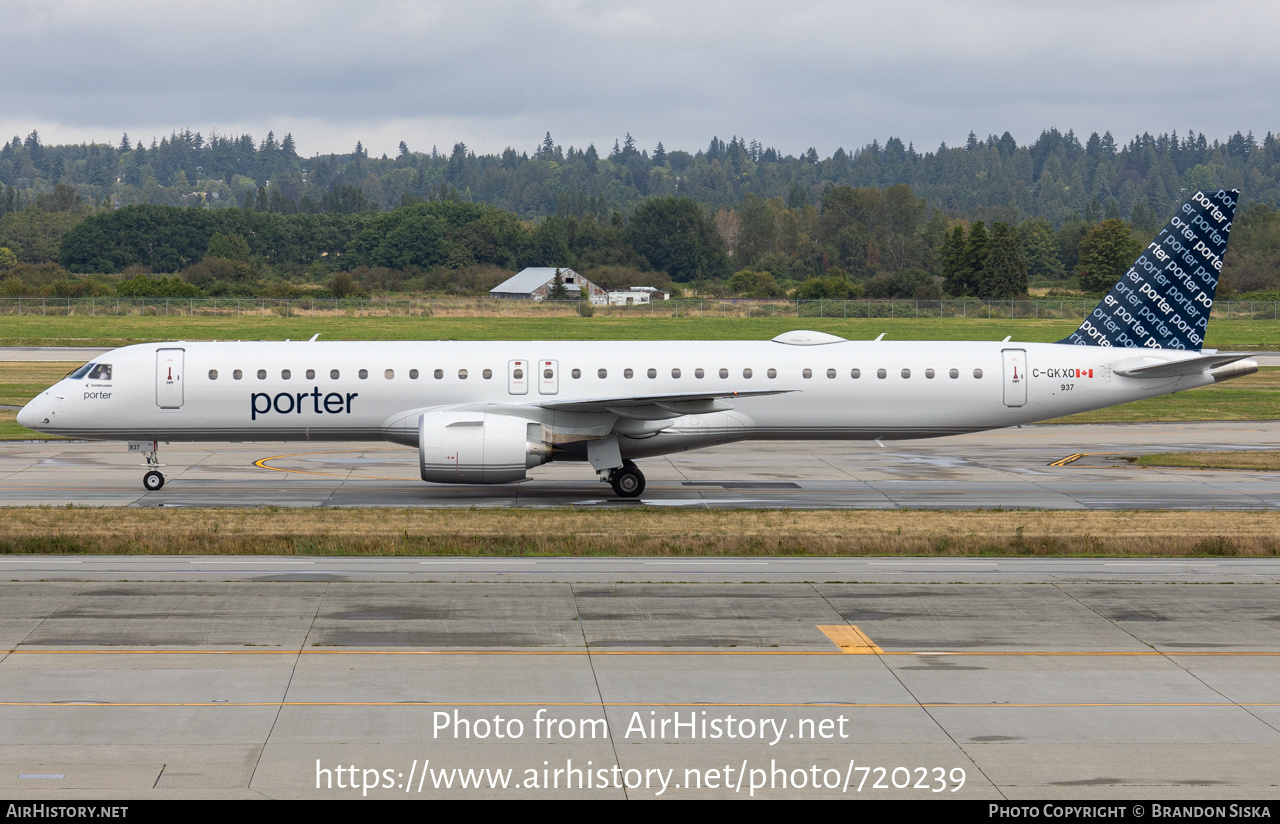 Aircraft Photo of C-GKXO | Embraer 195-E2 (ERJ-190-400) | Porter Airlines | AirHistory.net #720239