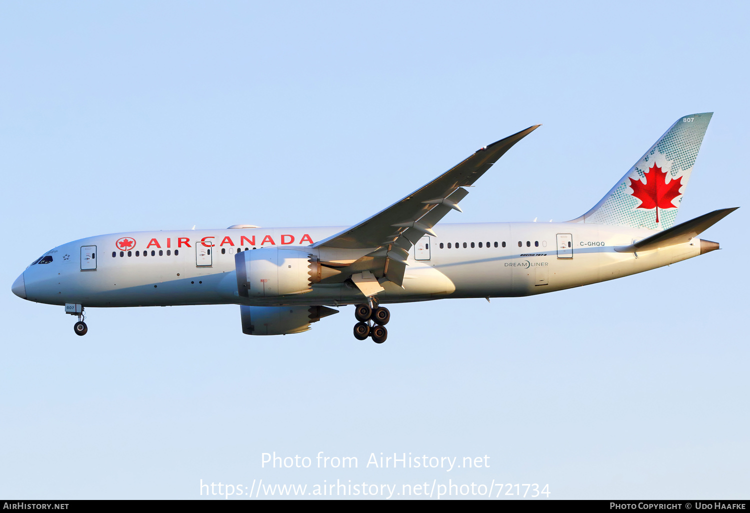 Aircraft Photo of C-GHQQ | Boeing 787-8 Dreamliner | Air Canada | AirHistory.net #721734