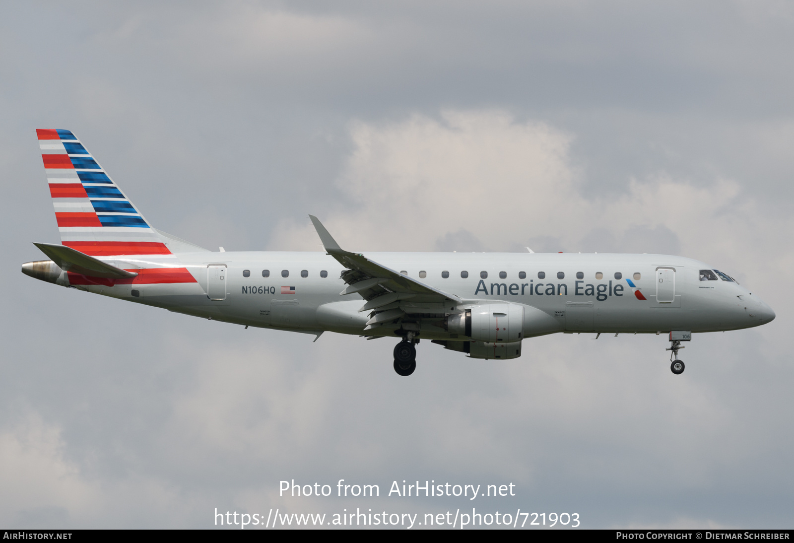 Aircraft Photo of N106HQ | Embraer 175LR (ERJ-170-200LR) | American Eagle | AirHistory.net #721903