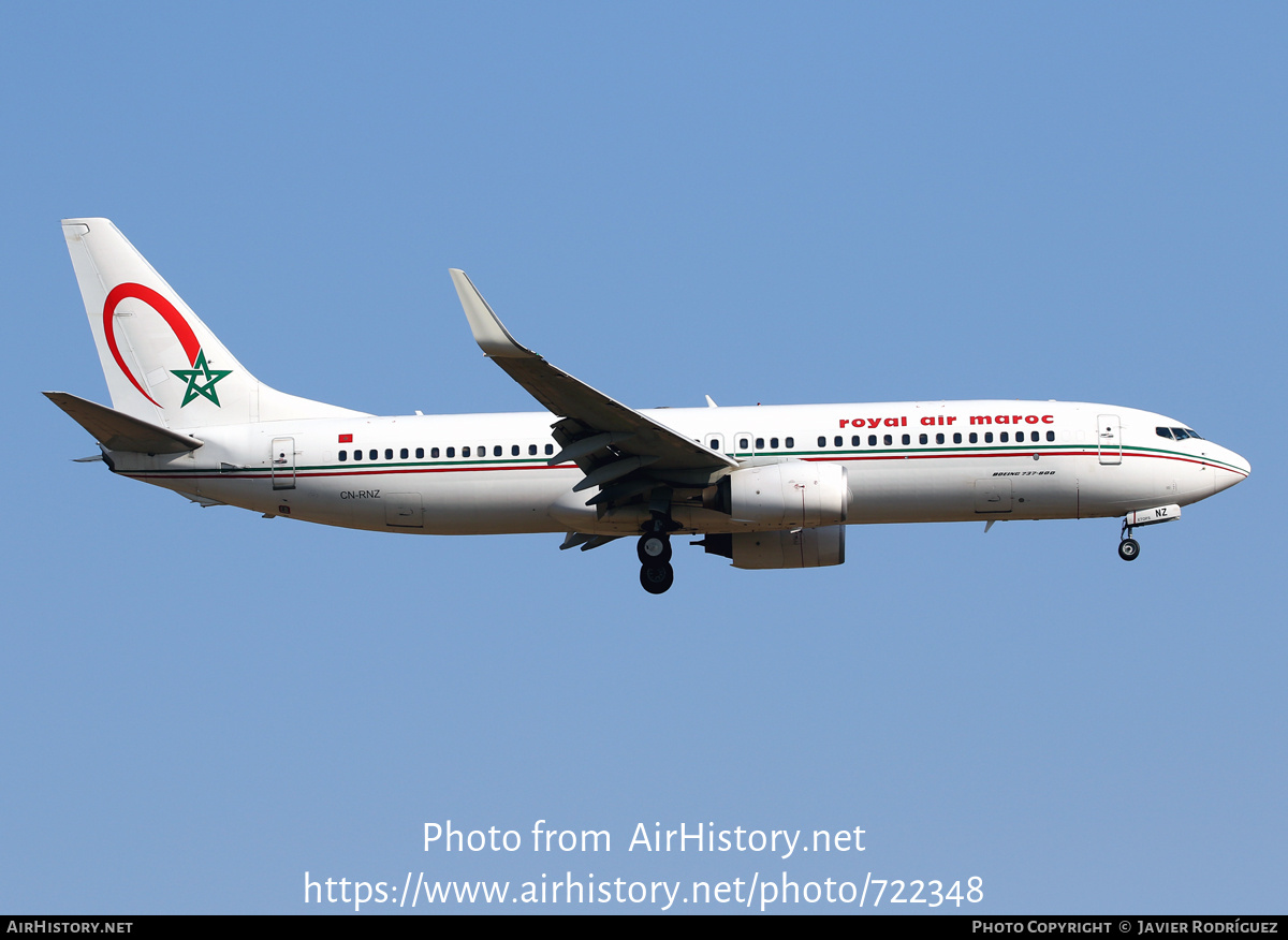 Aircraft Photo of CN-RNZ | Boeing 737-8B6 | Royal Air Maroc - RAM | AirHistory.net #722348