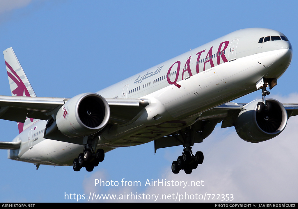 Aircraft Photo of A7-BAH | Boeing 777-3DZ/ER | Qatar Airways | AirHistory.net #722353