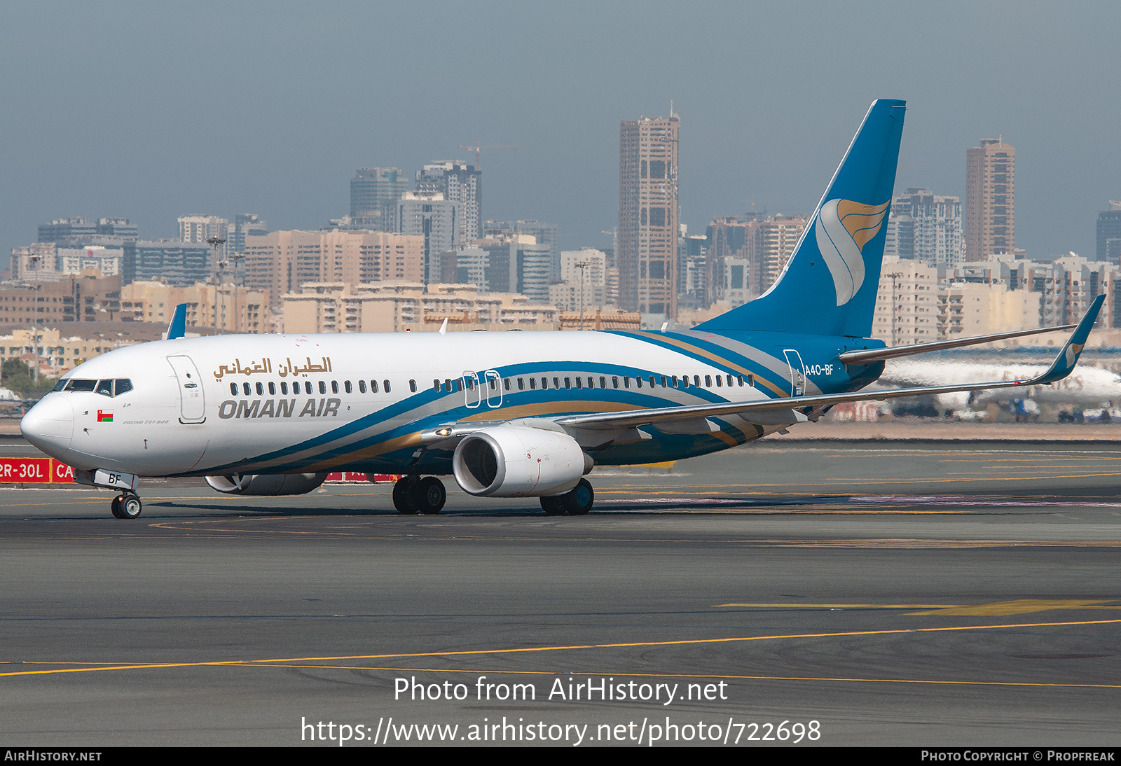 Aircraft Photo of A4O-BF | Boeing 737-8FZ | Oman Air | AirHistory.net #722698