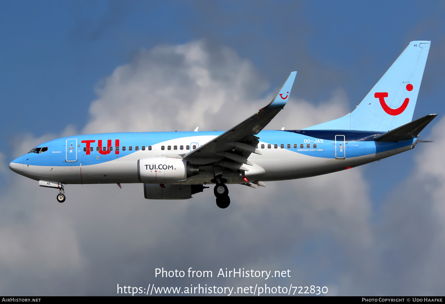 Aircraft Photo of OO-JAS | Boeing 737-7K5 | TUI | AirHistory.net #722830