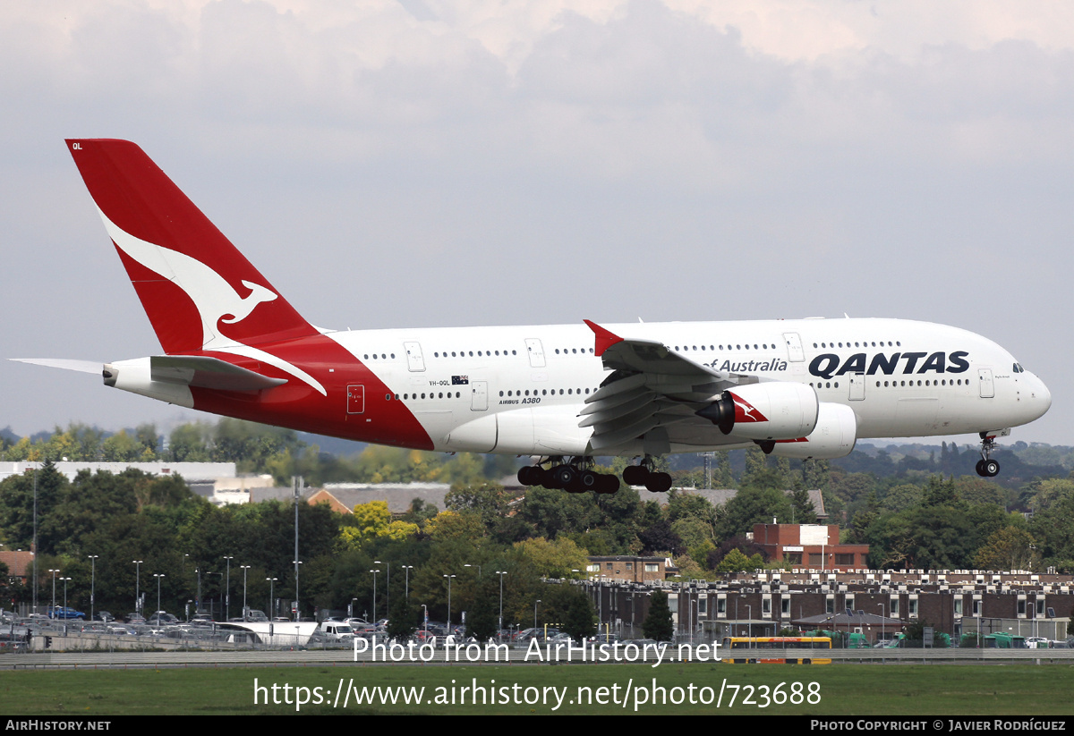 Aircraft Photo of VH-OQL | Airbus A380-842 | Qantas | AirHistory.net #723688