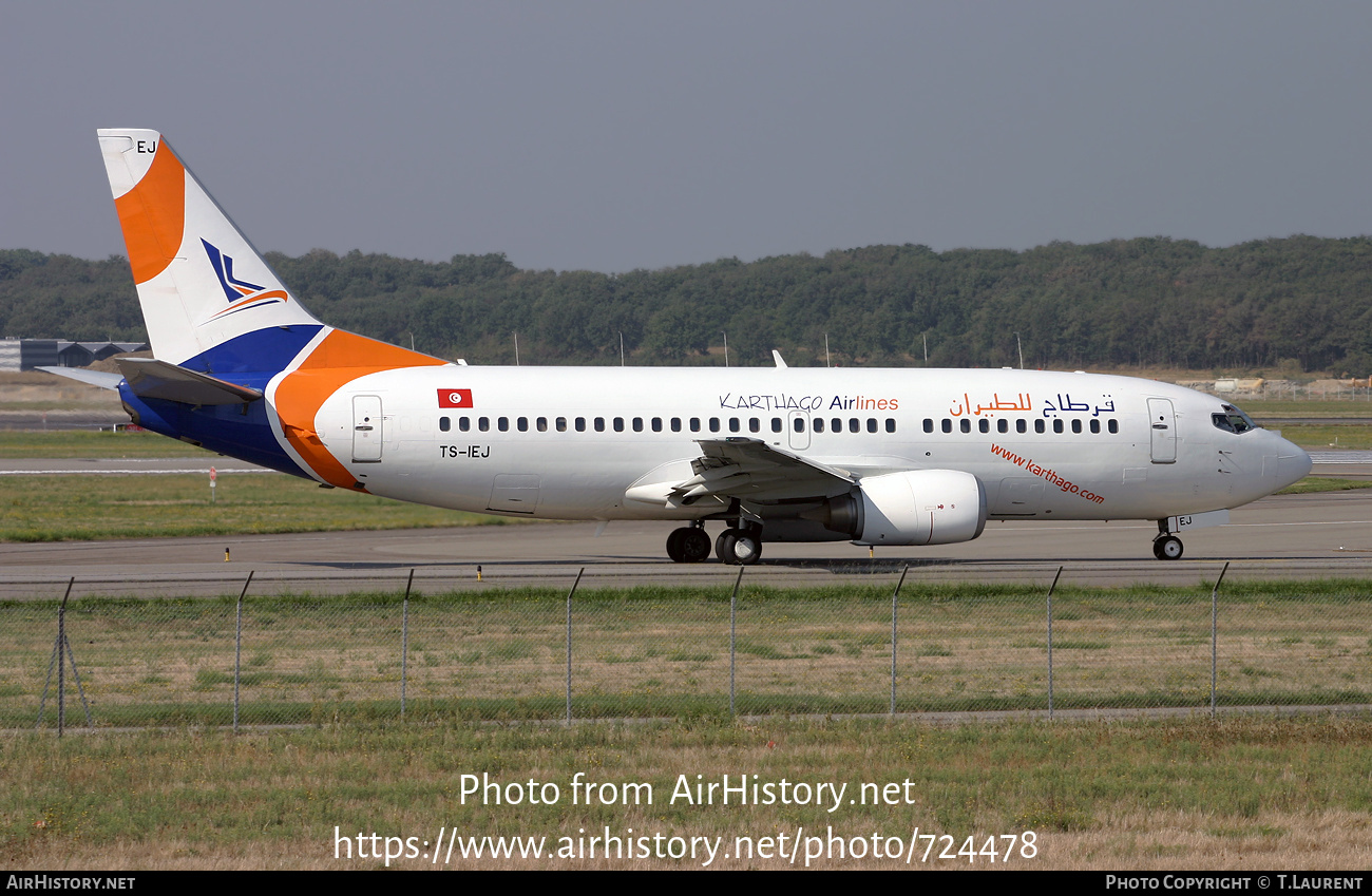 Aircraft Photo of TS-IEJ | Boeing 737-322 | Karthago Airlines | AirHistory.net #724478