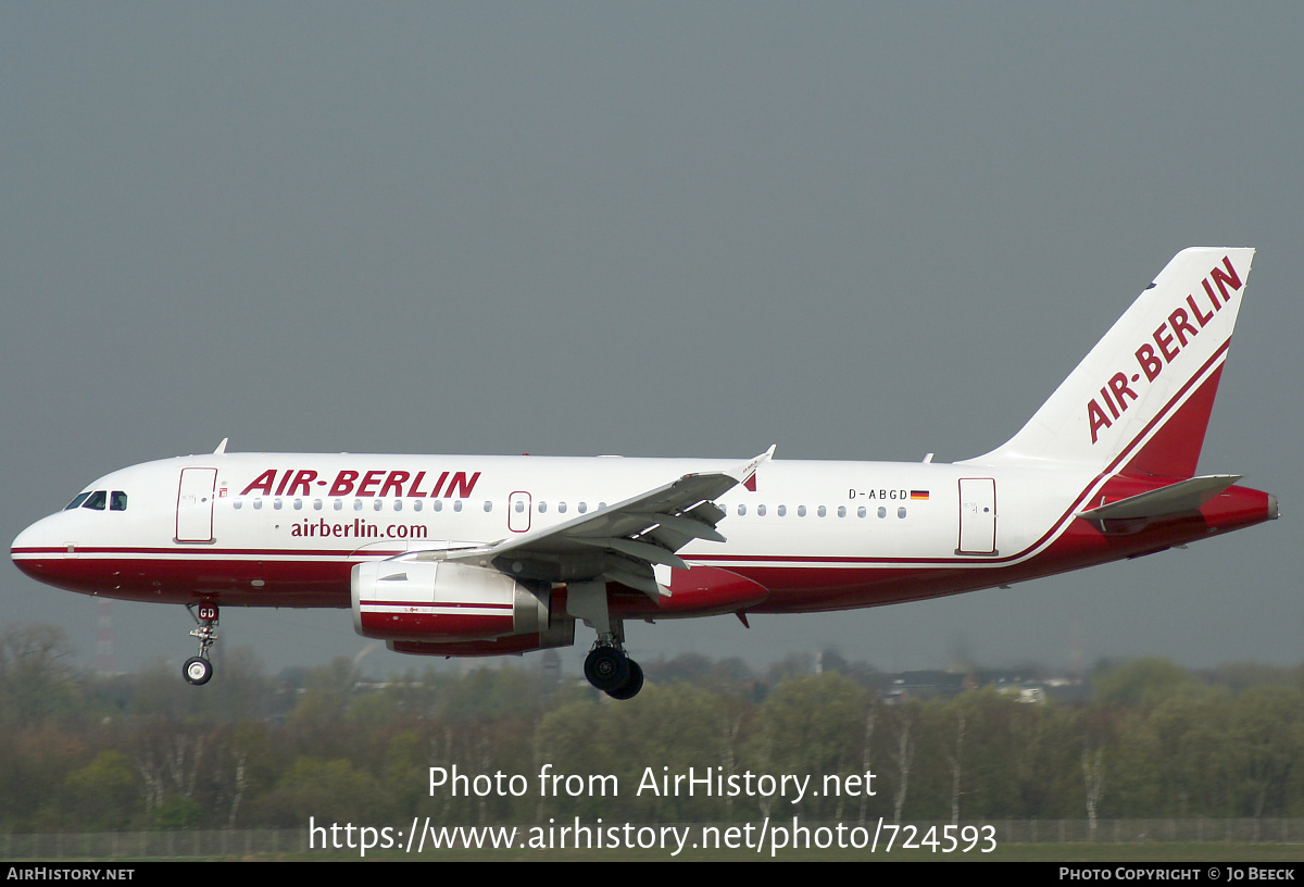 Aircraft Photo of D-ABGD | Airbus A319-132 | Air Berlin | AirHistory.net #724593