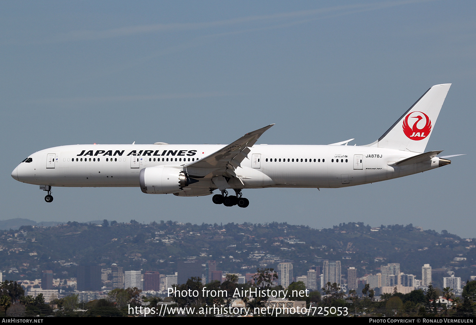 Aircraft Photo of JA878J | Boeing 787-9 Dreamliner | Japan Airlines - JAL | AirHistory.net #725053