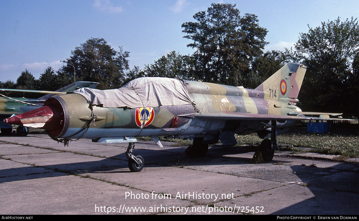 Aircraft Photo of 714 | Mikoyan-Gurevich MiG-21M Lancer A | Romania - Air Force | AirHistory.net #725452